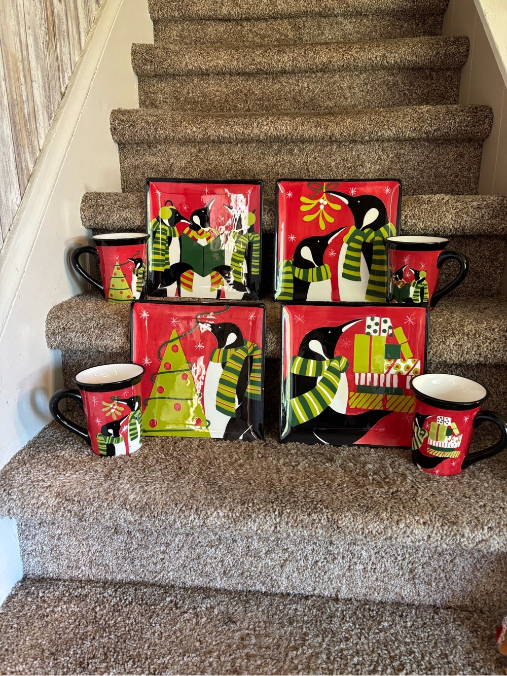 Certified International Penguin Holiday Dinnerware Set - Red, Green, Black